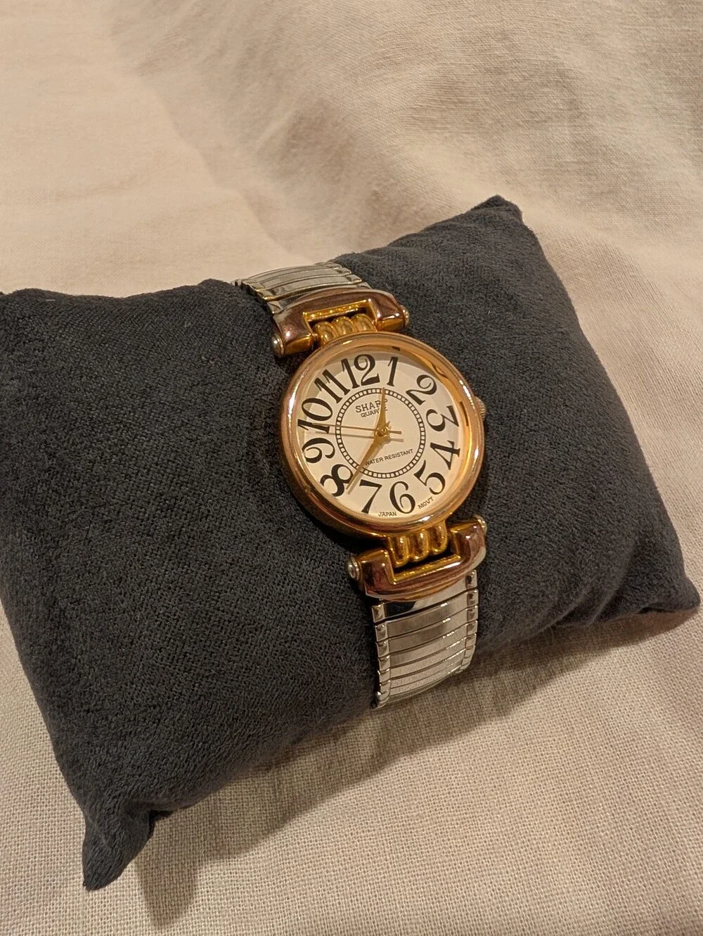 Vintage Sharp Two-Tone Expansion Band Watch Large Arabic Numbers Dial